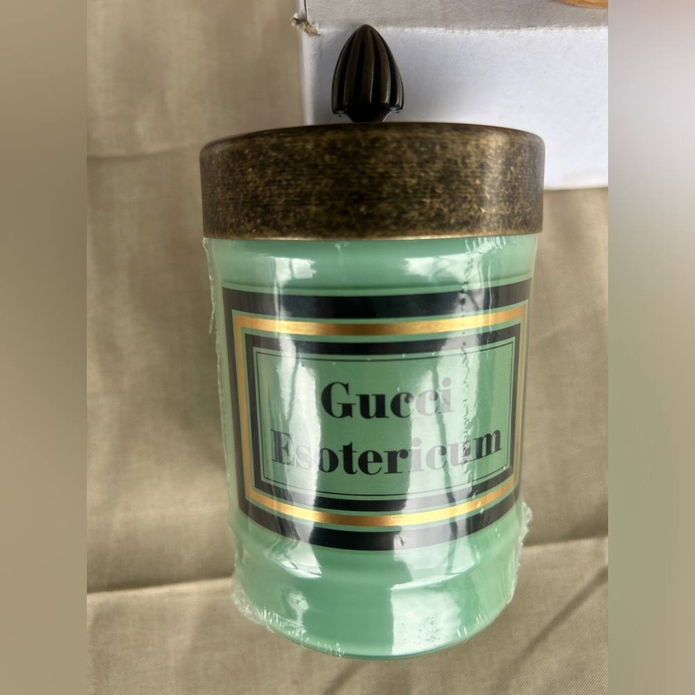 NEW Gucci ‘Esotericum’ Scented Candle Aqua Green Murano Glass Jar